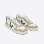 VEJA- V10 LEATHER WHITE EMERAUDE SAHARA