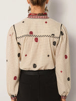 MAISON HOTEL-Colette Blouse - Ivory Checks