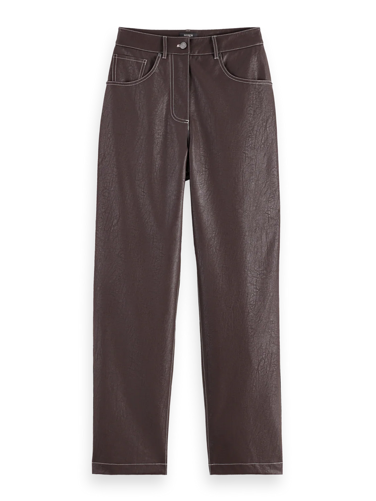SCOTCH&SODA-AURORA VEGAN LEATHER HIGH RISE STRAIGHT LEG PANT