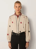 MAISON HOTEL-Colette Blouse - Ivory Checks
