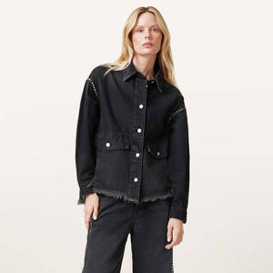 Allsaints-Hettie Studded Oversized Denim jacket