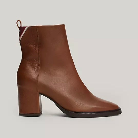 TOMMY HILFIGER-Monogram Leather Ankle Boot