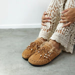 FRINGE MULES-camel