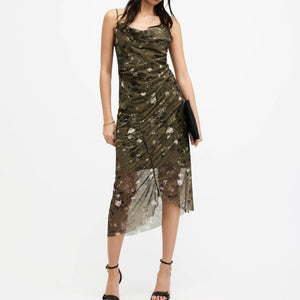 ALLSAINTS- Ulla Mesh Draped Kora Midi Dress