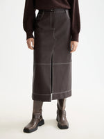 SCOTCH&SODA-VEGAN LEATHER MIDI SKIRT