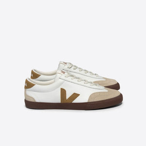 VEJA-VOLLEY LEATHER WHITE TENT BARK