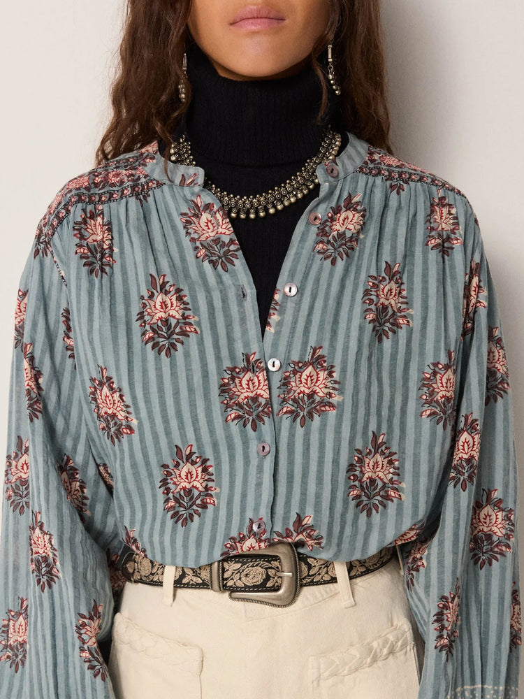 MAISON HOTEL-Omara Blouse - Cerulean Mist