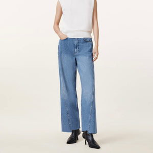 Allsaints-Fox Asymmetric Hem Wide Leg Denim Jeans