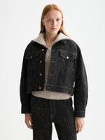 SCOTCH&SODA-BLACK DENIM TEXTURED OVERSIZED JACKET