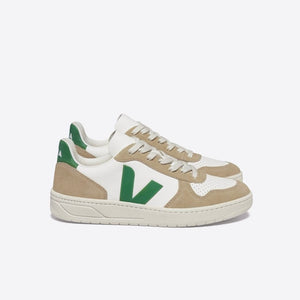 VEJA- V10 LEATHER WHITE EMERAUDE SAHARA