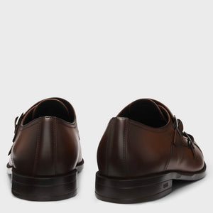 BOSS-LEATHER MONK SHOES WITH DOUBLE STRAP