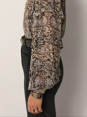 MAISON HOTEL-Camilla Blouse - Blue Orchid