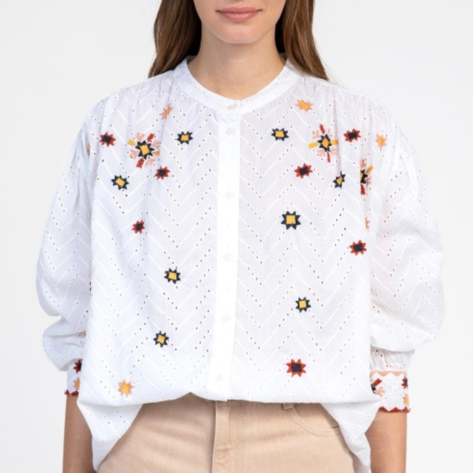 ANJE PARIS- Embroidered flower blouse