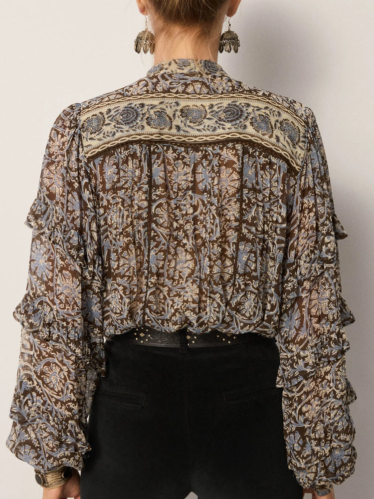 MAISON HOTEL-Camilla Blouse - Blue Orchid