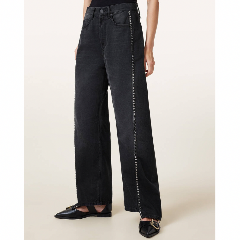 Allsaints-Frankie Studded Wide Leg Jeans