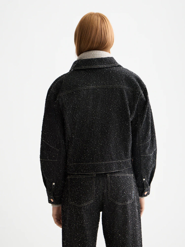 SCOTCH&SODA-BLACK DENIM TEXTURED OVERSIZED JACKET