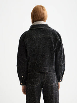 SCOTCH&SODA-BLACK DENIM TEXTURED OVERSIZED JACKET