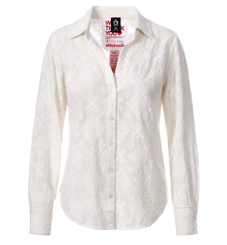 WHITE & VANILLA Embroidery shirt